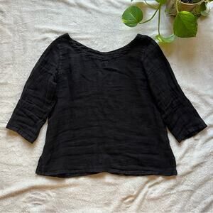 Kleen Lagenlook Black Boxy Linen Top